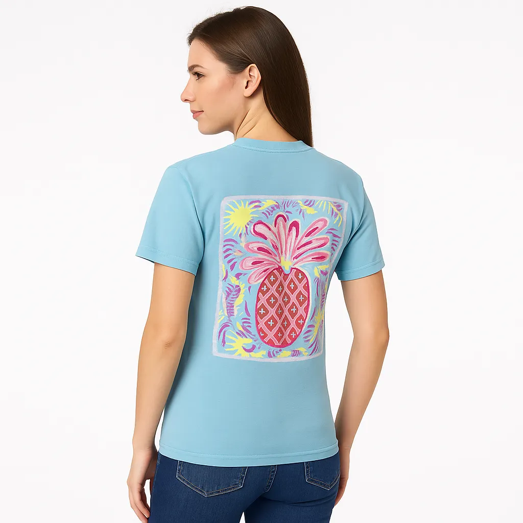 Southern Fried‎ Cotton TShirt Womens Size Small Light Blue Casual  Coastal - Image 2