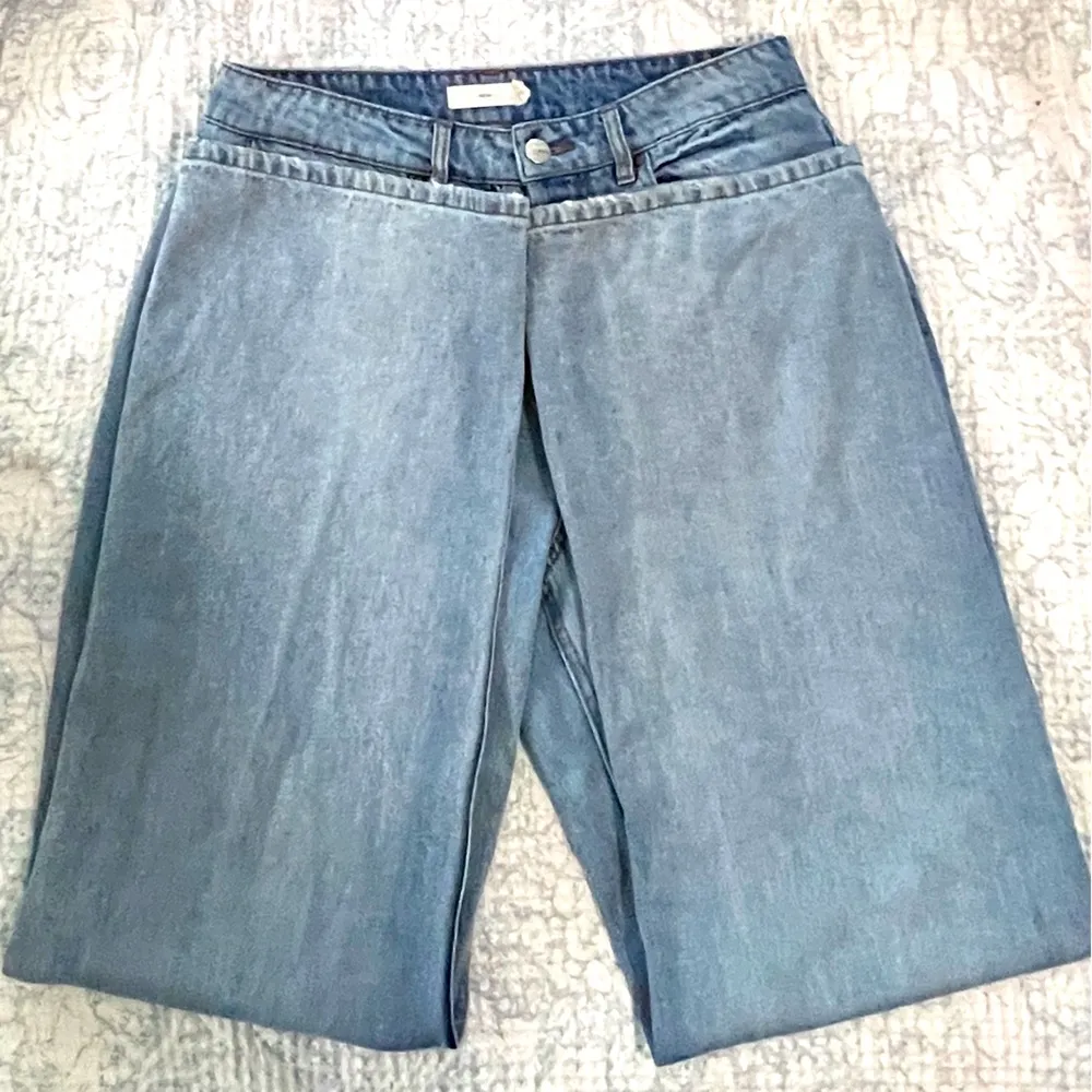 Women’s tgla Jeans Size 29 US Size 8 Wide Leg Button Fly Blue - Image 4