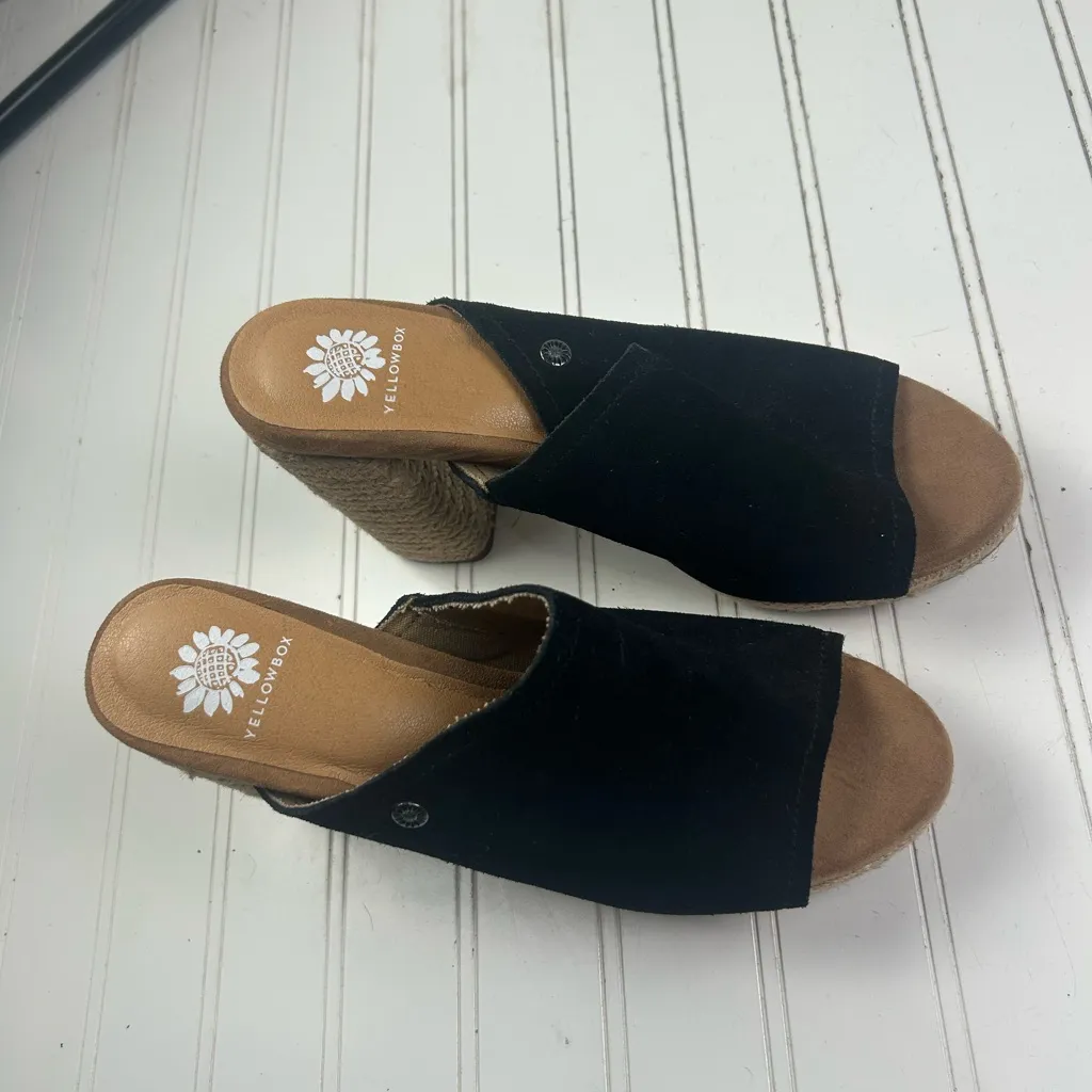 Yellow Box Ambur Black Suede Espadrille Platform Block Heel Womenโs Size 8.5 - Image 7