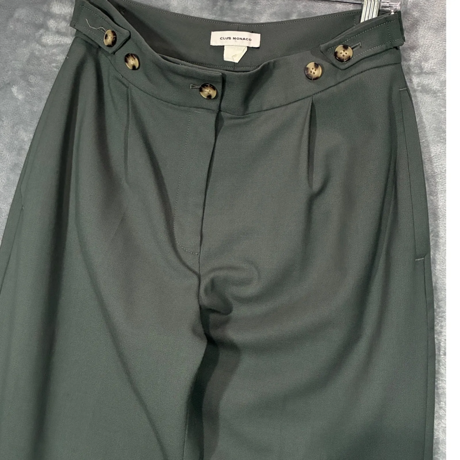 Club Monaco Wool Blend High Waisted Pleated Trousers Pants Dark Gray Women's 4 - Image 3