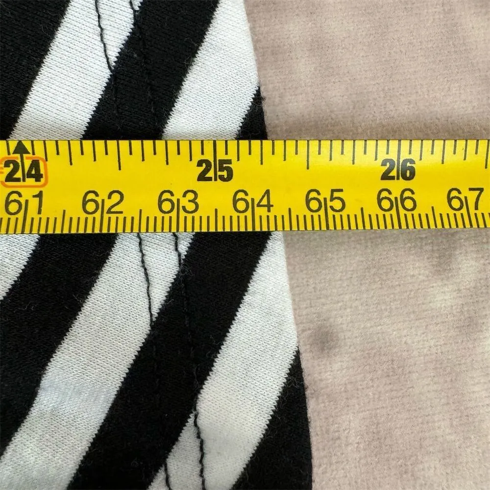 Women's S Black & White Striped Y2K Skater Top V-Neck - Image 8