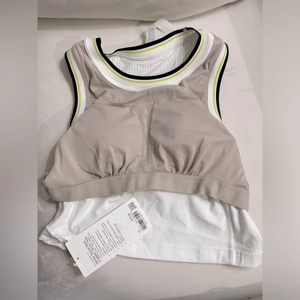 NWT Lululemon Varsity Scooped Tennis Tank Top B/C Cup White Yellow True Navy 12 - Image 11