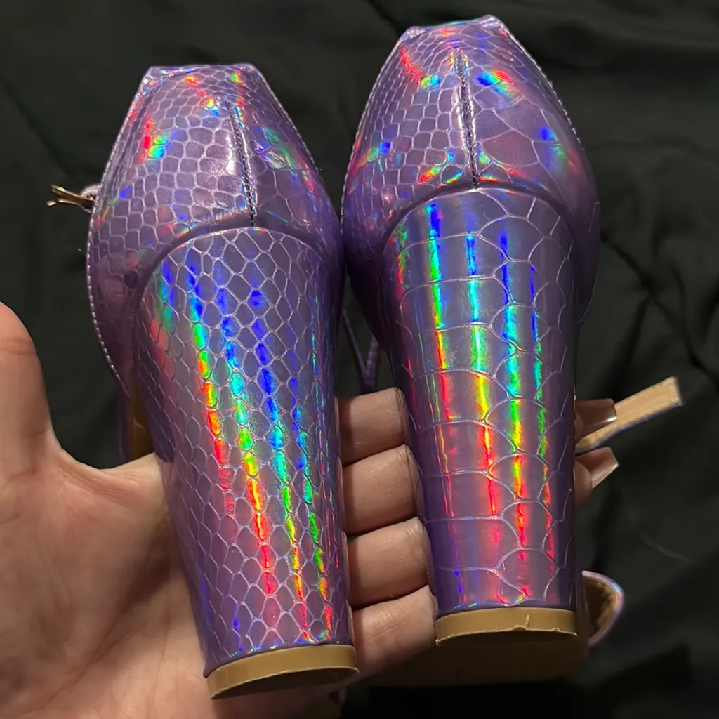 BAMBOO Holographic Purple Heels - Image 5
