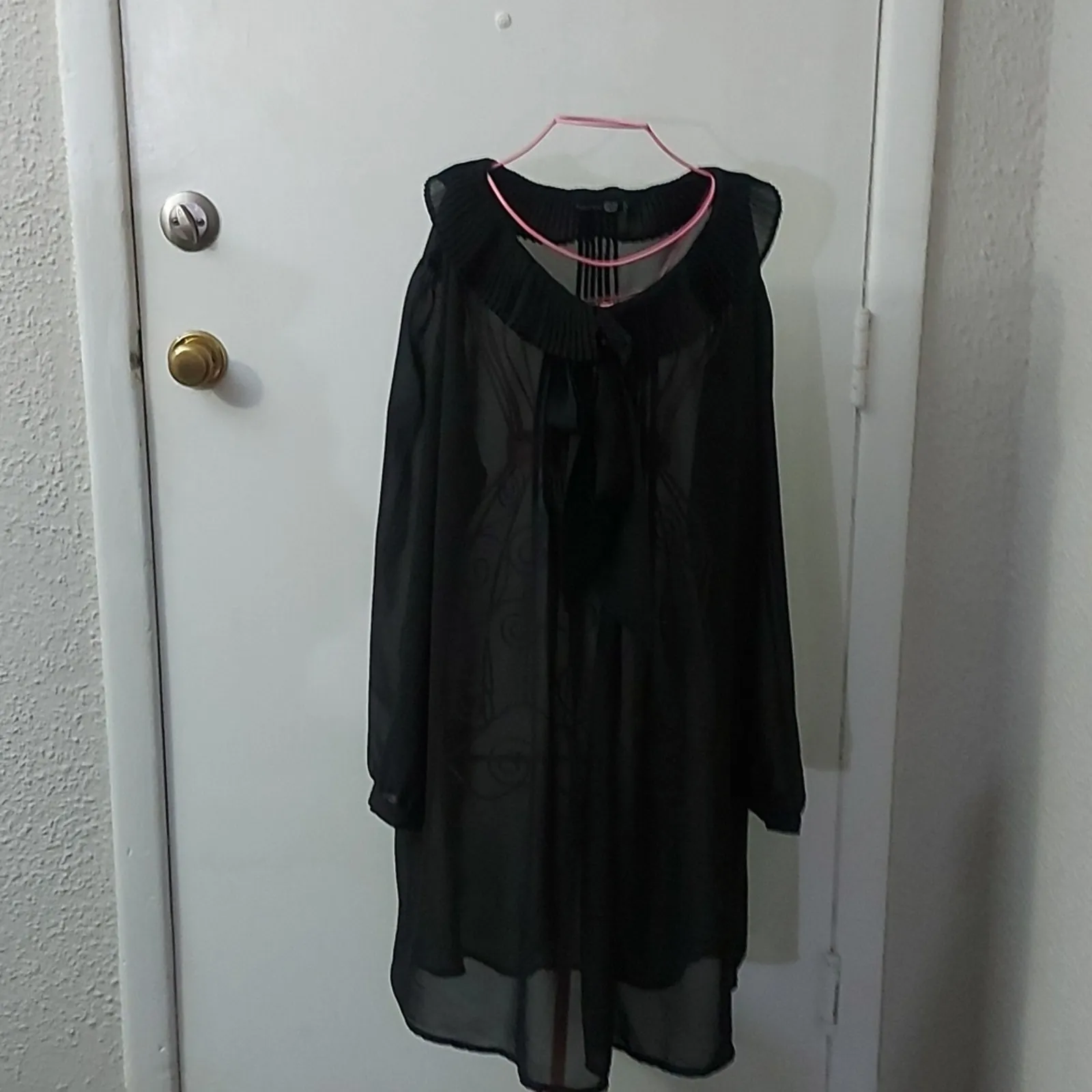 BooHoo Black Bow Sheer Dress  Poet Shirt 12  Classic Coquette Girl Minimalist - Image 5