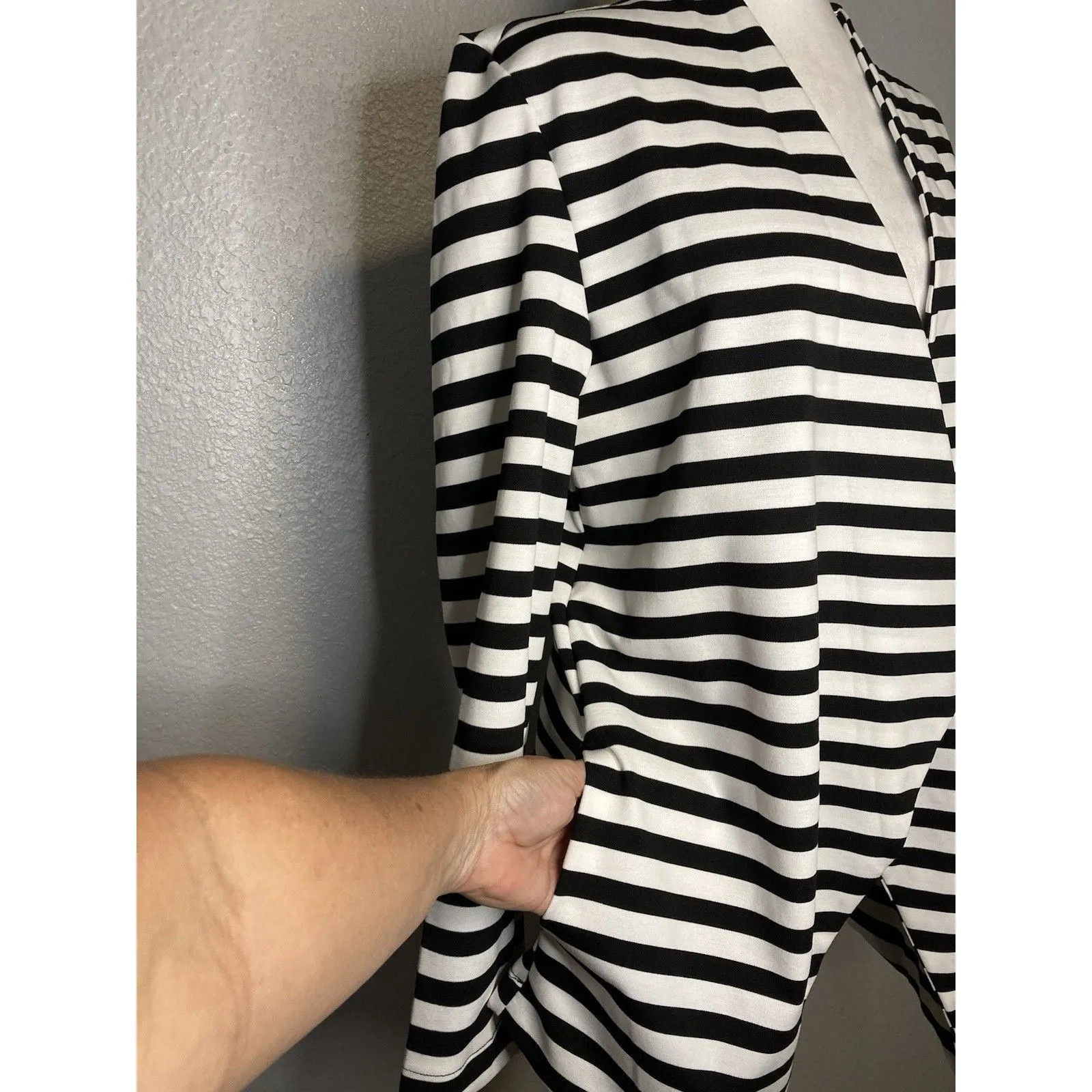 Serra Women’s Blazer L Black White Striped Open Front Pockets NWT New Lagenlook - Image 6