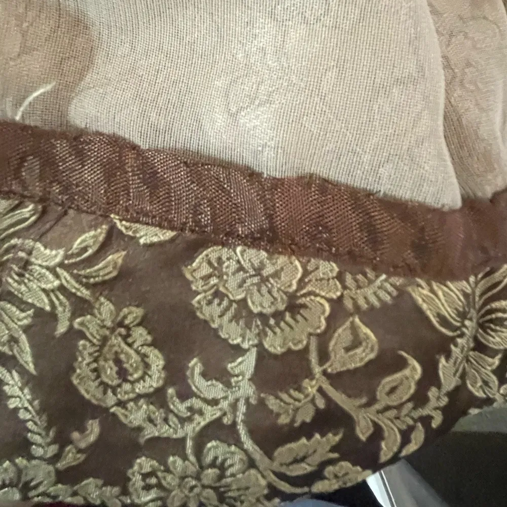 Vintage 60s Floral Brocade Brown Gold Asian Sleeveless Cocktail Dress Medium - Image 9