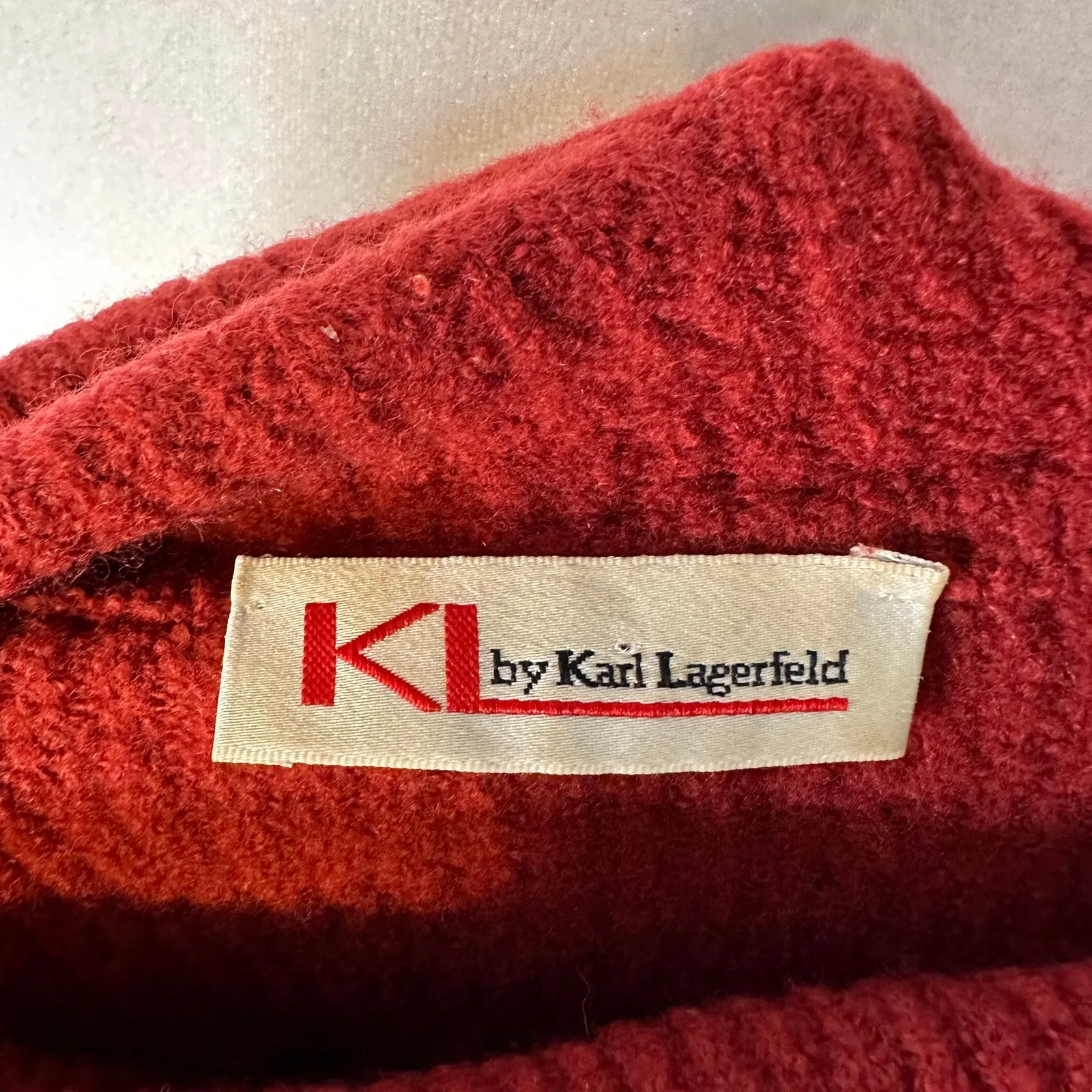 Karl Lagerfeld Cashmere Blend Small Red Turtleneck Sweater Women's Vintage - Image 8