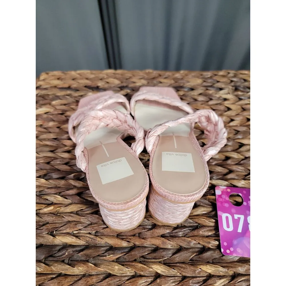 Dolce Vita Paily Women 8 Pink Raffia Braided Straps Party Preppy Strappy Sandals - Image 3