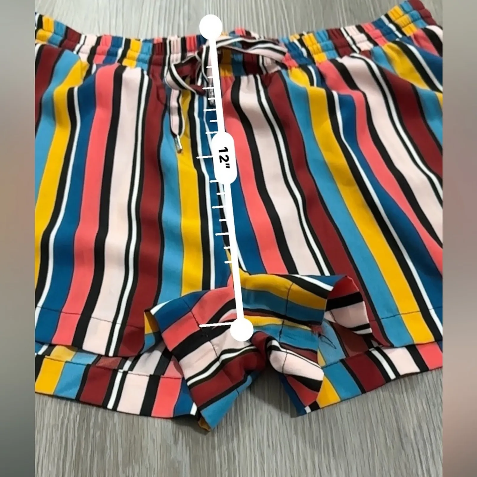 Guess Bright Multicolor Striped High Rise Tie Waist Shorts Size‎ XL - Image 9