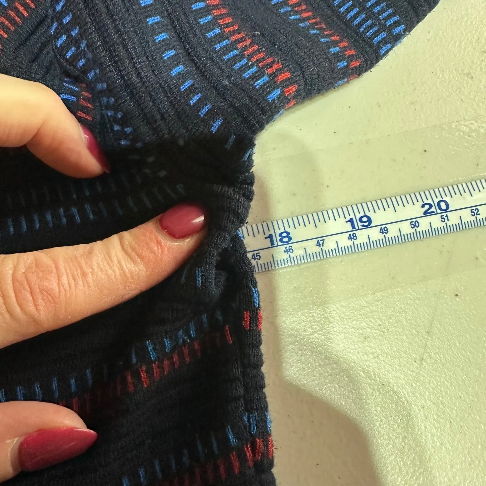 Hobbs London Katie Knit Stripe Fit Flare Dress Navy Red Blue US 10 Knee length - Image 10