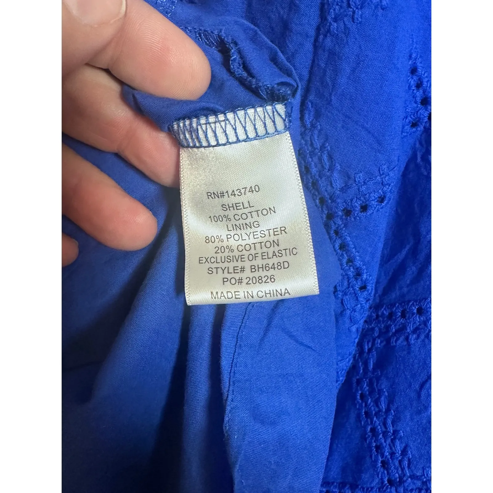 Hyacinth House Royal Blue Eyelet Quincy Short Sleeve Tie Back Mini Dress‎ Size M - Image 5