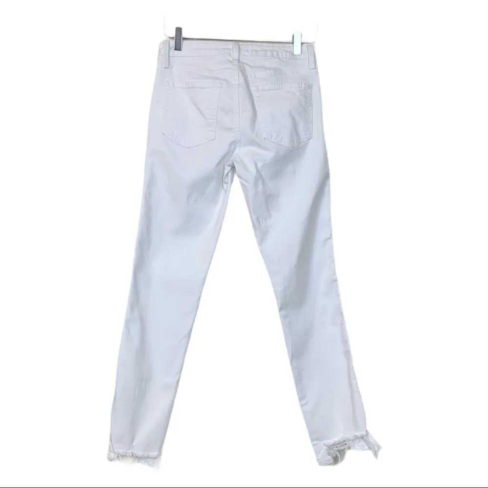 Just Black Jeans High Rise Skinny White Button Fly Frayed Hem Women's Size 26 - Image 3