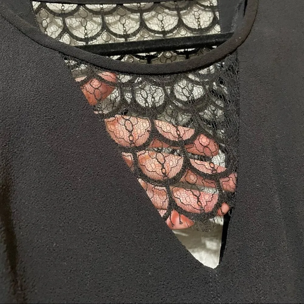Sandro Paris Black Sleeveless Lace Cutouts Mini Shift Dress Womens 2 Formal - Image 4