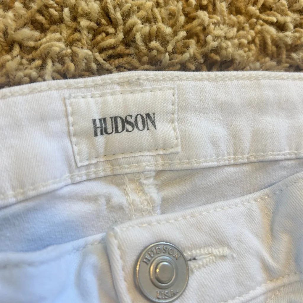 HUDSON Mia Five Pocket Midrise Flare Jeans in White Women's Size 32 - Image 6