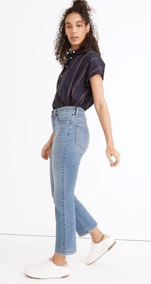 NWT Madewell Cali Demi Boot Blue Jeans Size 28 - Image 13