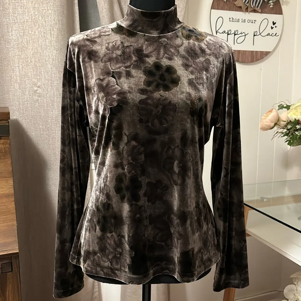 Vintage edin Velvet Lingerie Sleeve Blouse Black Size L - Image 5