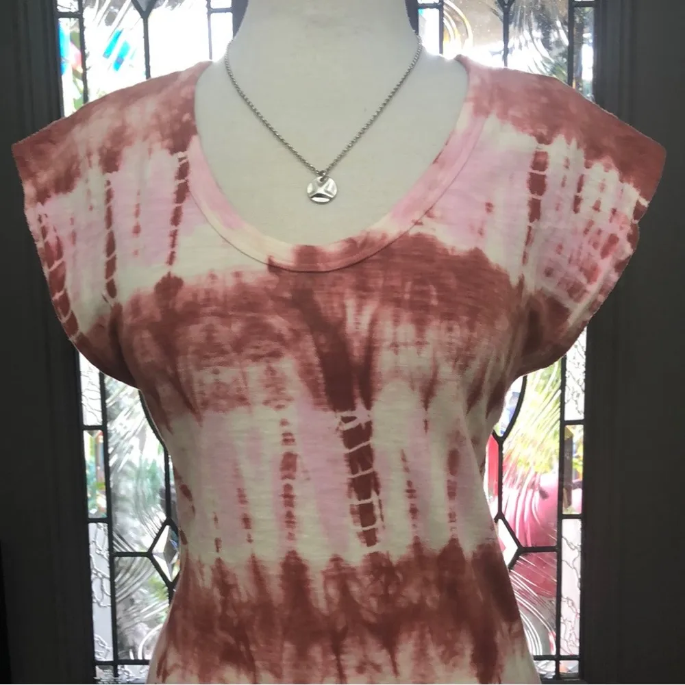 Universal Thread Tie-Dye Pink, Tan, Brown Hues Cap Sleeve Maxi Dress - Image 3