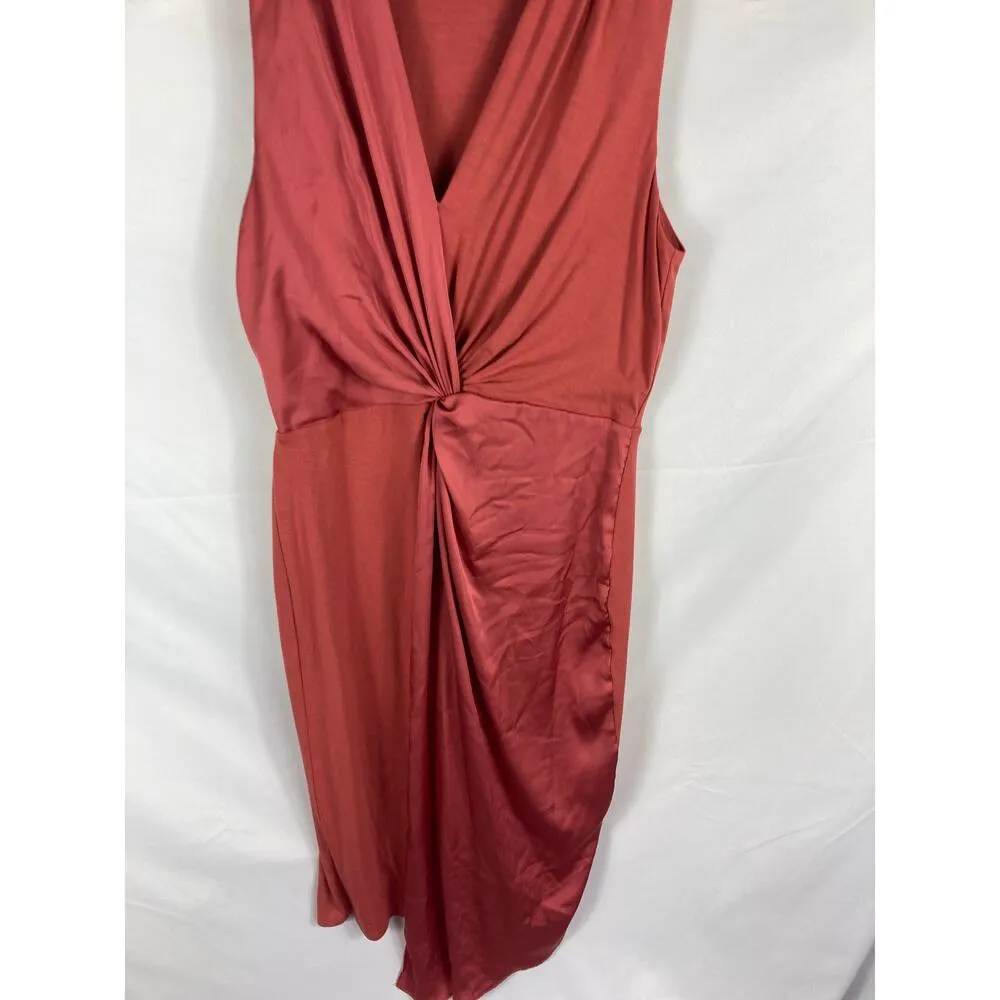 Bailey 44 Twist Front Coral V Neck Sleeveless Cocktail Dress Size Small - Image 4