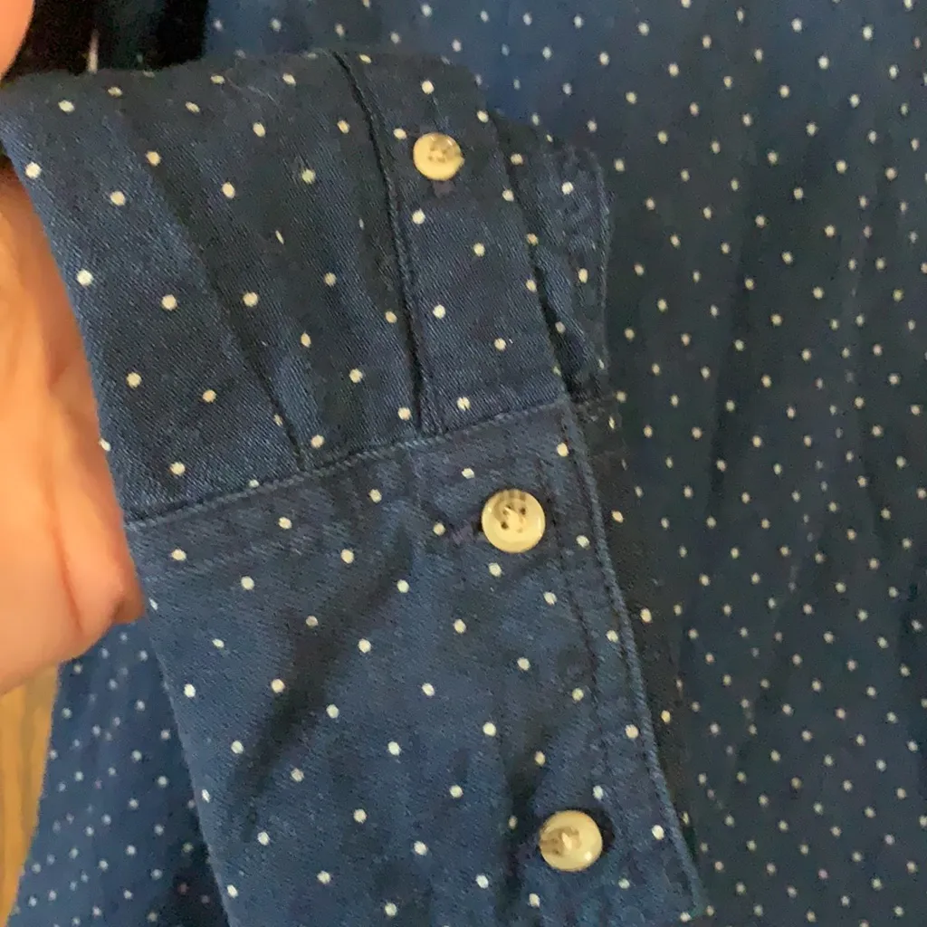 Free people button front knit back navy polka dot top‎ - Image 5