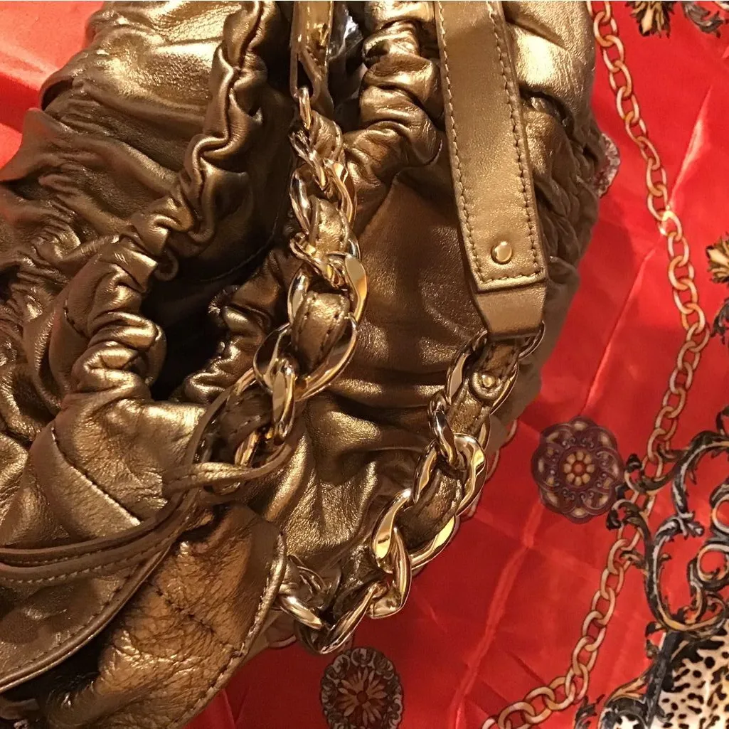 Michael Kors Gold Ruched Shoulder Purse - Image 14