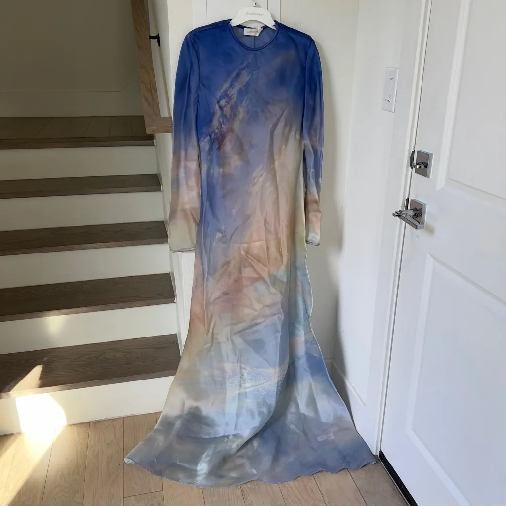 NWT Zimmermann Tama Bias Long Sleeve Slip Maxi Dress in Vanilla Sky Sz 10 - Image 5