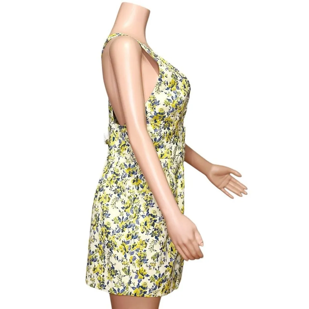 LOVERS + FRIENDS Foster Jacquard Floral Mini Dress, Yellow & Blue, Medium - Image 8