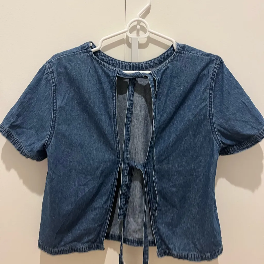 Primark Blue Denim Shirt used with back ties - Image 4