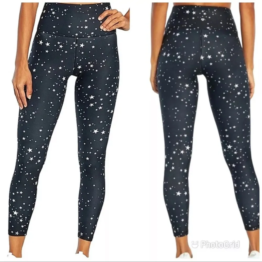 Wildfox Women's High Waist/Rise Black White Scattered Stars Printed 7/8 Leggings - Image 3