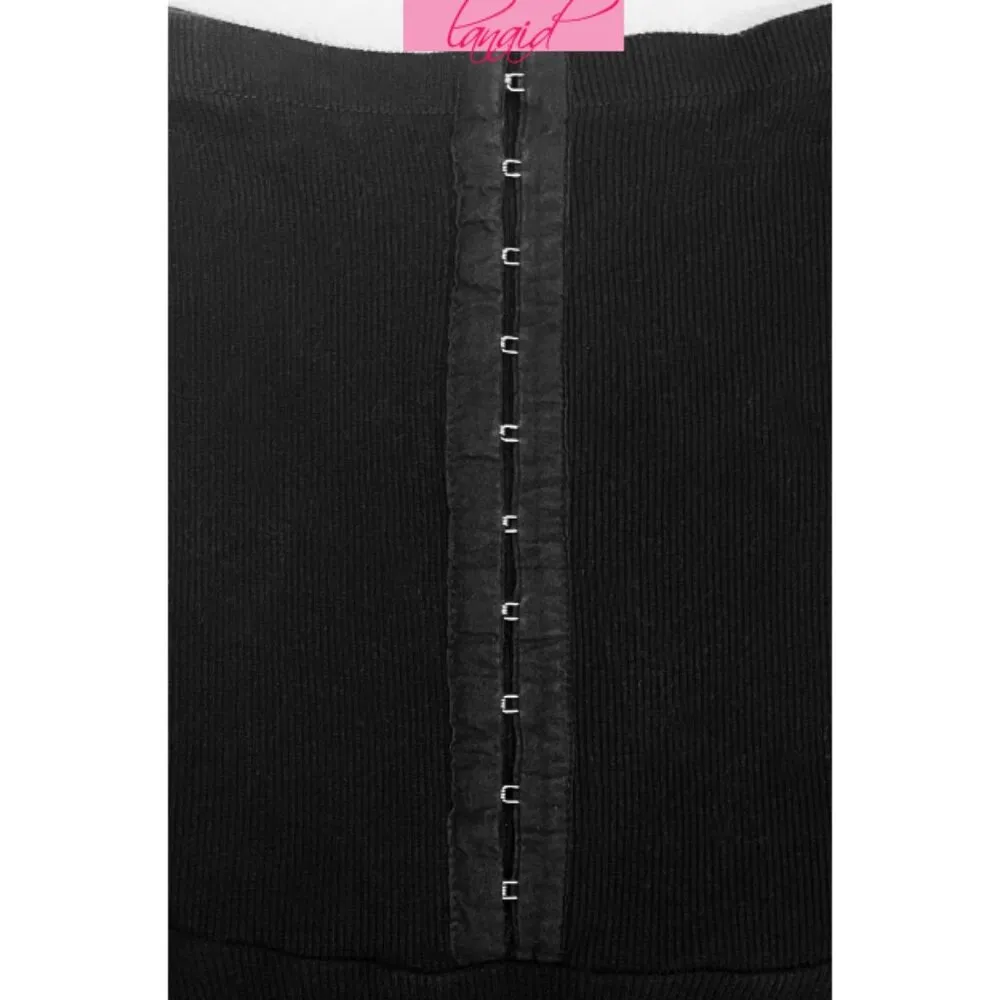 Off-The-Shoulder Hook-And-Eye Corset Fit-And-Flare Ribbed Skater A-Line Dress XS - Image 6