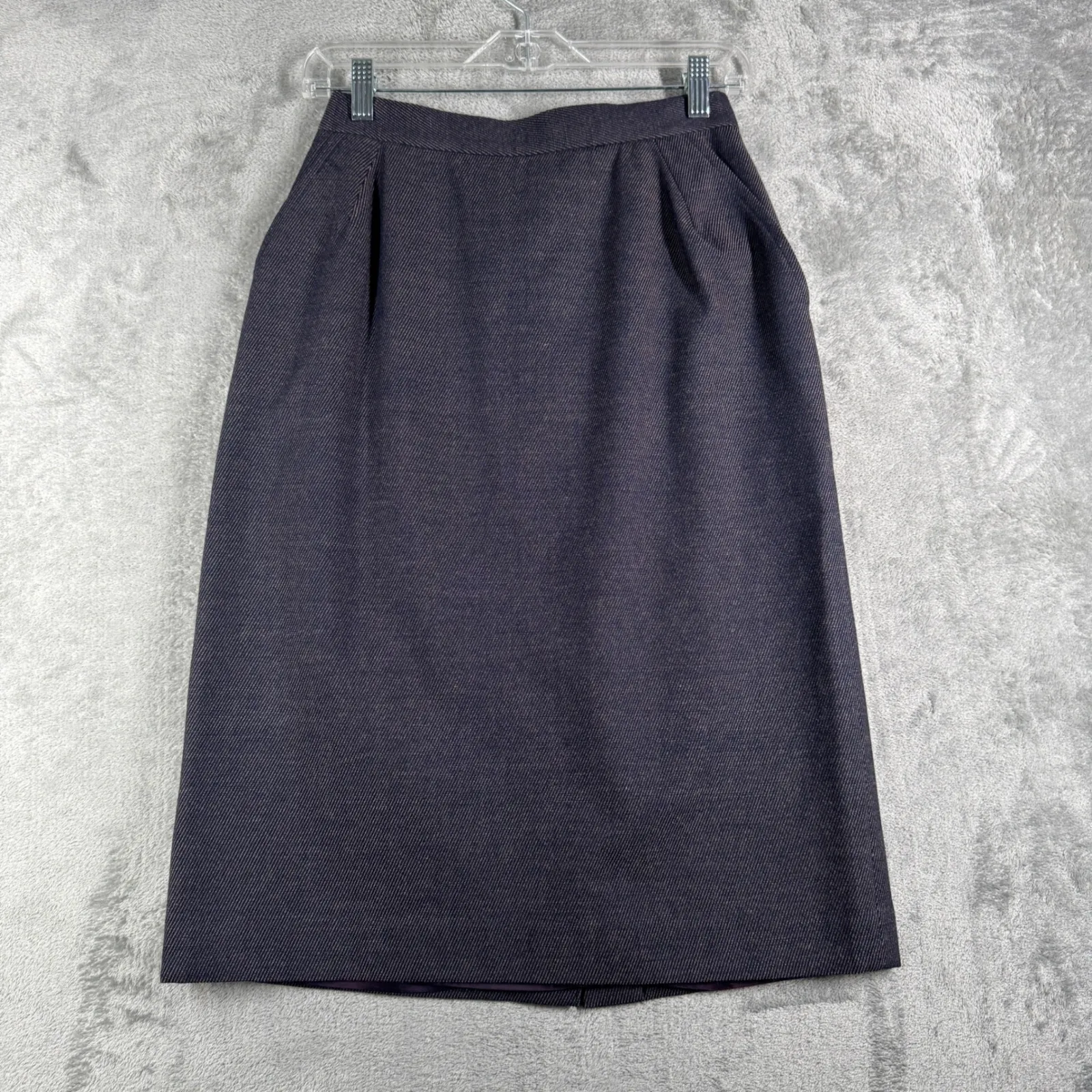 Spitalnick‎ & Co Skirt Herringbone Midi Career Wear Lined Pockets Vintage Size 2 Purple - Image 2