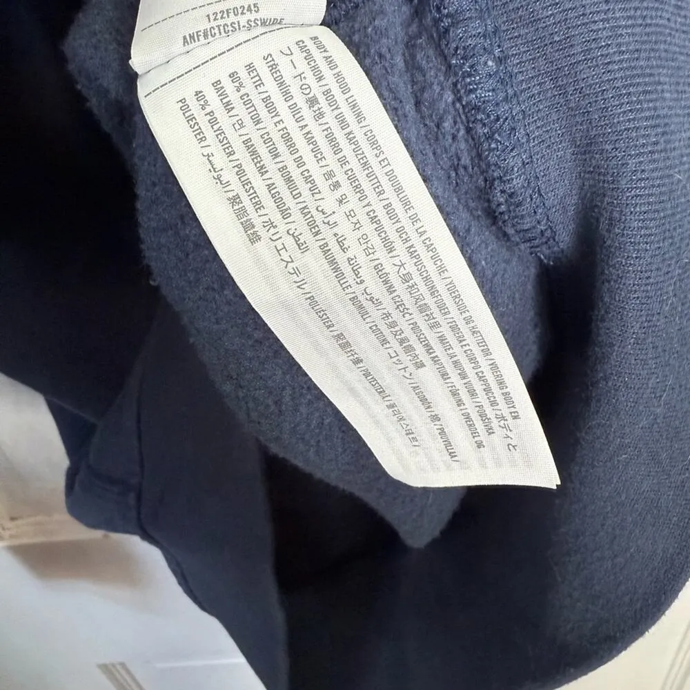 Abercrombie & Fitch Logo Unisex Navy Blue Logo Soft AF Hoodie W1505 Sz XS - Image 6