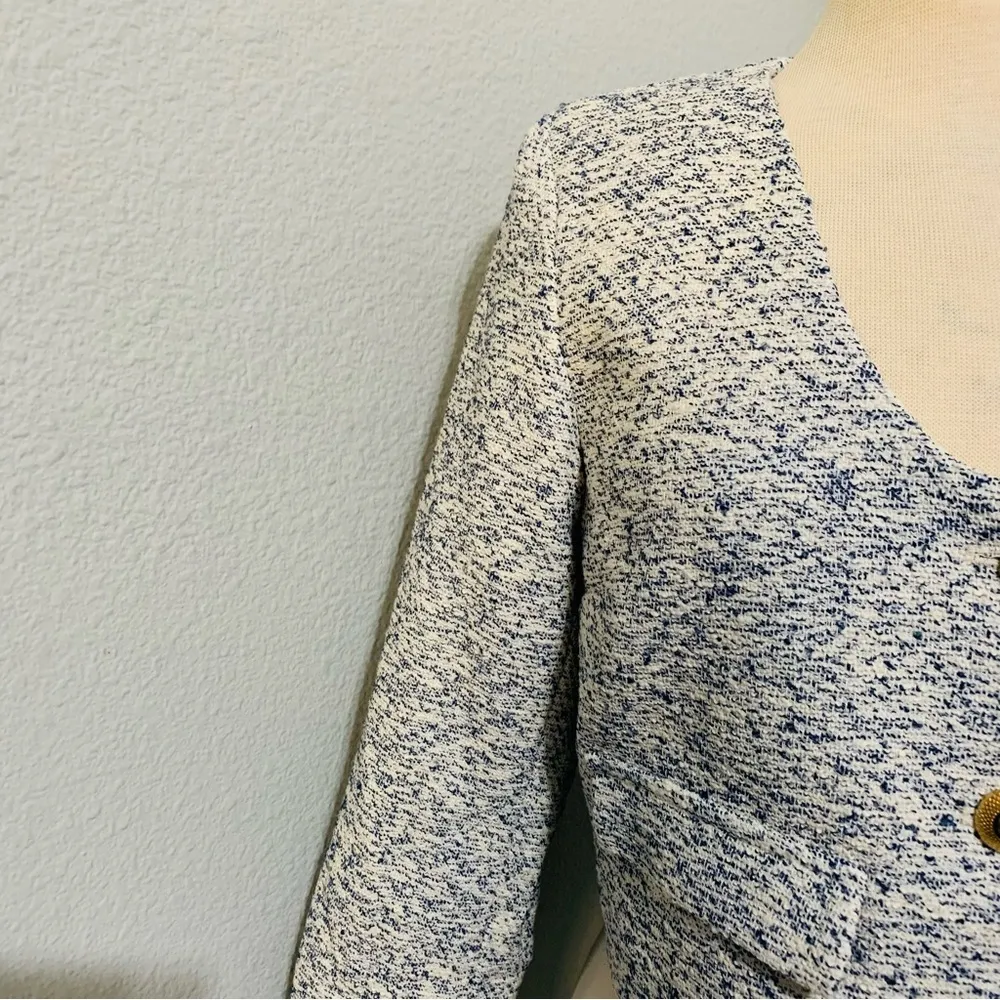 Zara Bloggers Fav Long Sleeves Round Neck Gold Button Textured Blazer Size M - Image 10