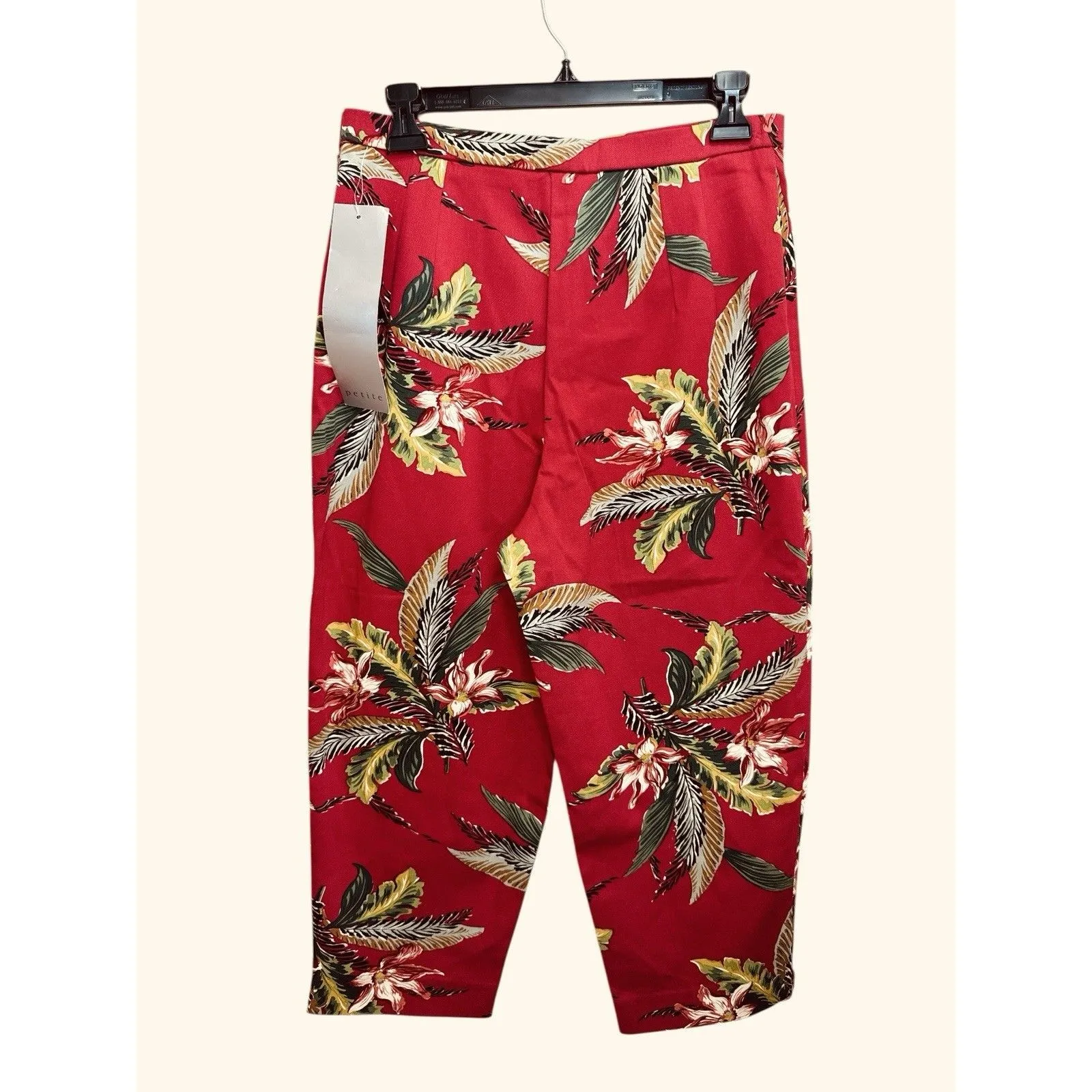 NWT Tropical Floral Print Cropped BRIGGS Pants 12P Petite Stretch Resort Wear - Image 3