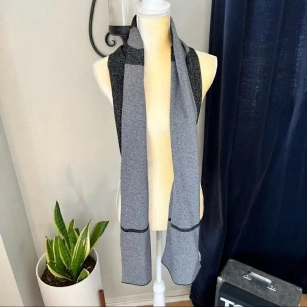 Furla Metallic Knit‎ Scarf, Wool, Black & Gray, Reversible,Designer Luxury, NWT - Image 10