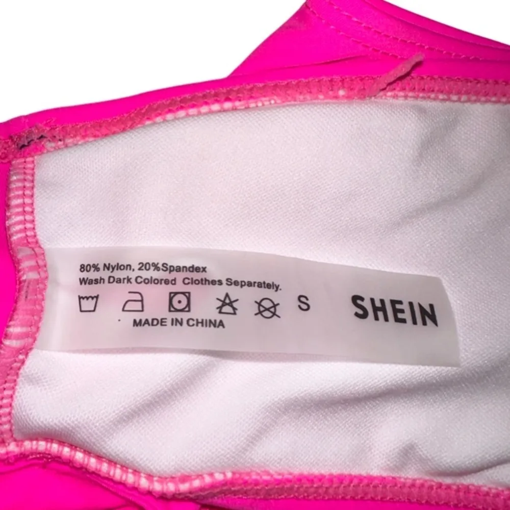 NWOT SHEIN HOT PINK ONE SHOULDER SWIMMING SUIT TOP S - Image 3