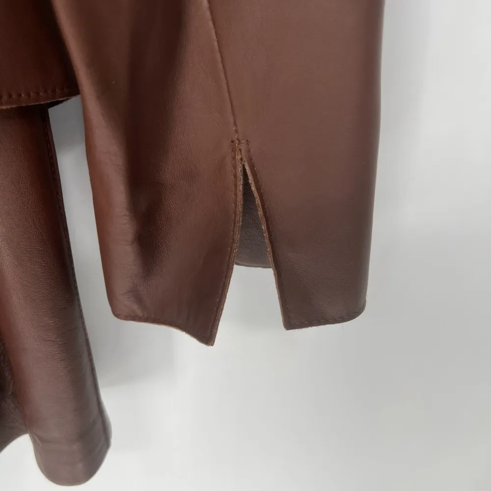 Doncaster Collection Brown Genuine Leather Jacket Size 10 and Skirt Size 12 Set - Image 5