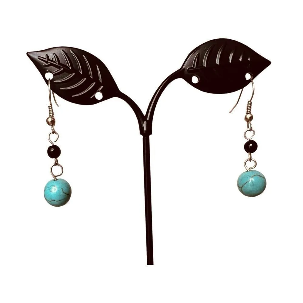 Apache Style Imitation Turquoise Pendant Necklace Matching Earrings‎ Blue - Image 3