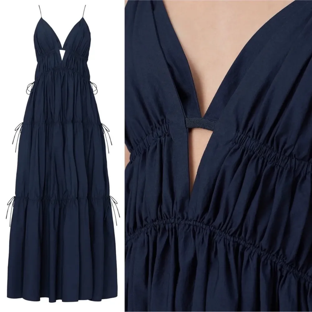 Jonathan Simkhai April Parachute Maxi Dress in Navy Blue Size XS - Image 3