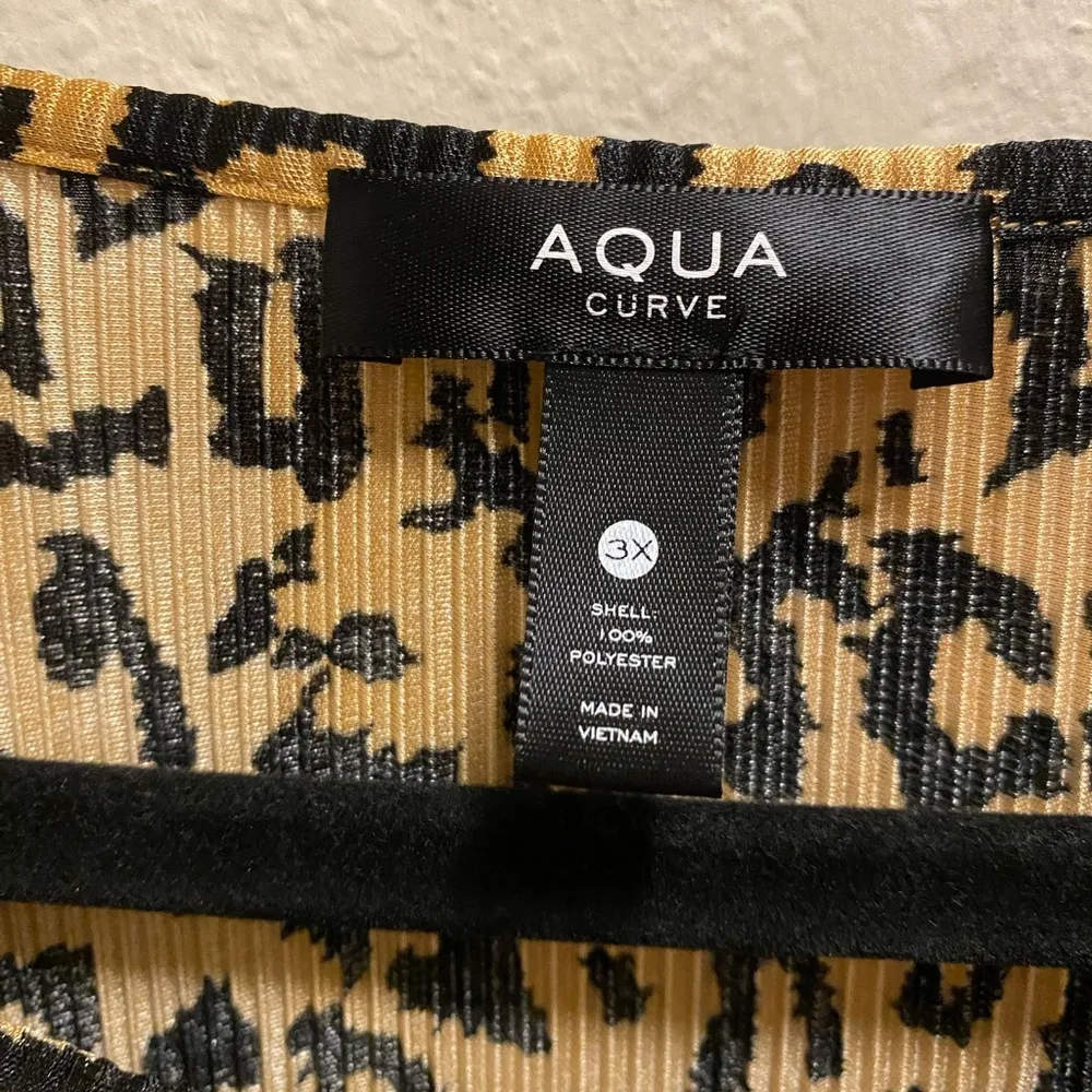 Aqua For Bloomingdales Leopard Print Ribbed Short Sleeve Mini Dress Size 3X - Image 5