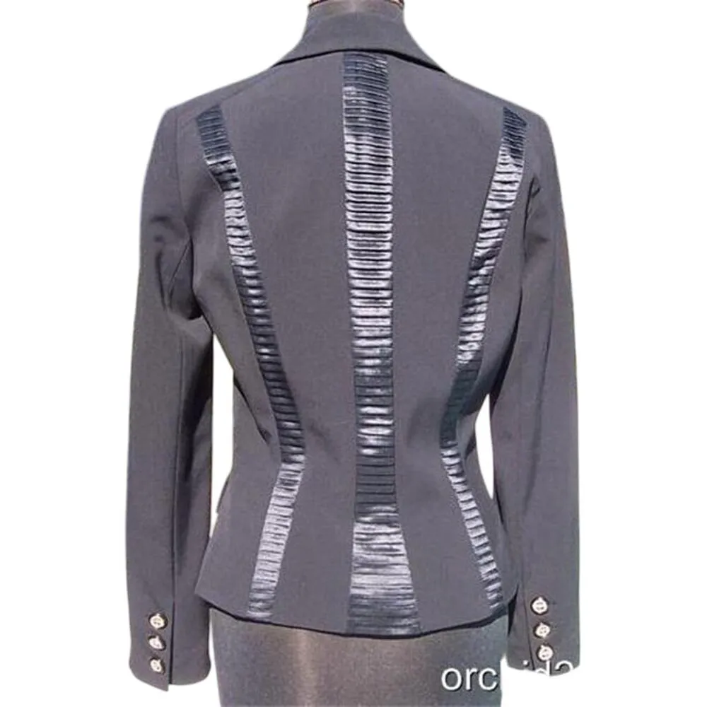Cache Black Tuxedo Silk Trim Top Jacket New Lined Classic Front Button $228 NWT - Image 7