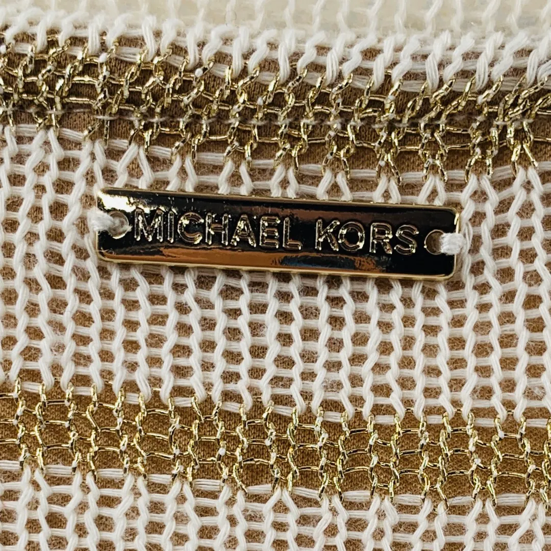 Cream Metallic-Gold Stripe Sweater XS - Image 9