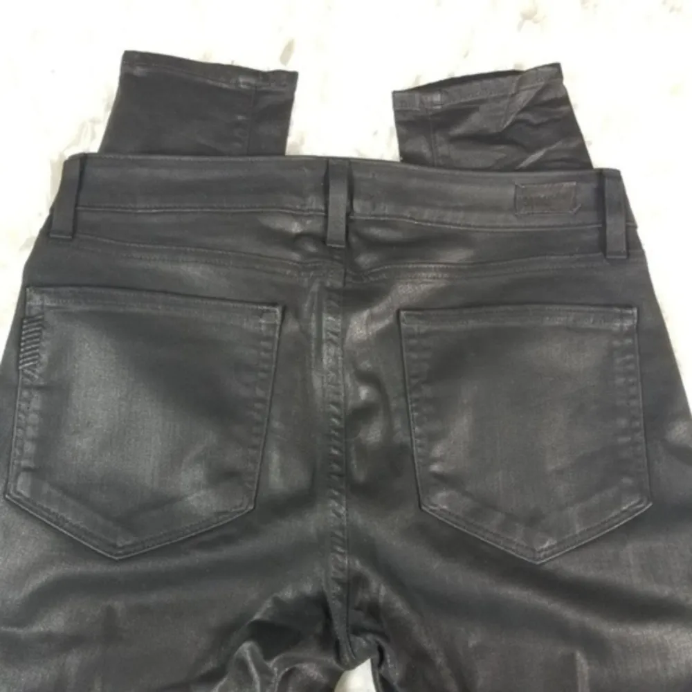 PAIGE Verdugo Black Silk Ultra Skinny Ankle Pants - Image 5