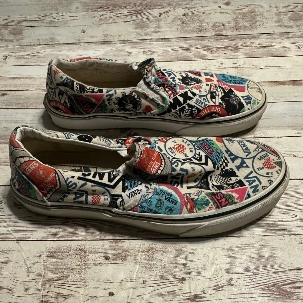 Vans Sticker Mash Up Classic Slip On Sneaker Women's Size US 8 Men's 6.5 Skate - Image 5