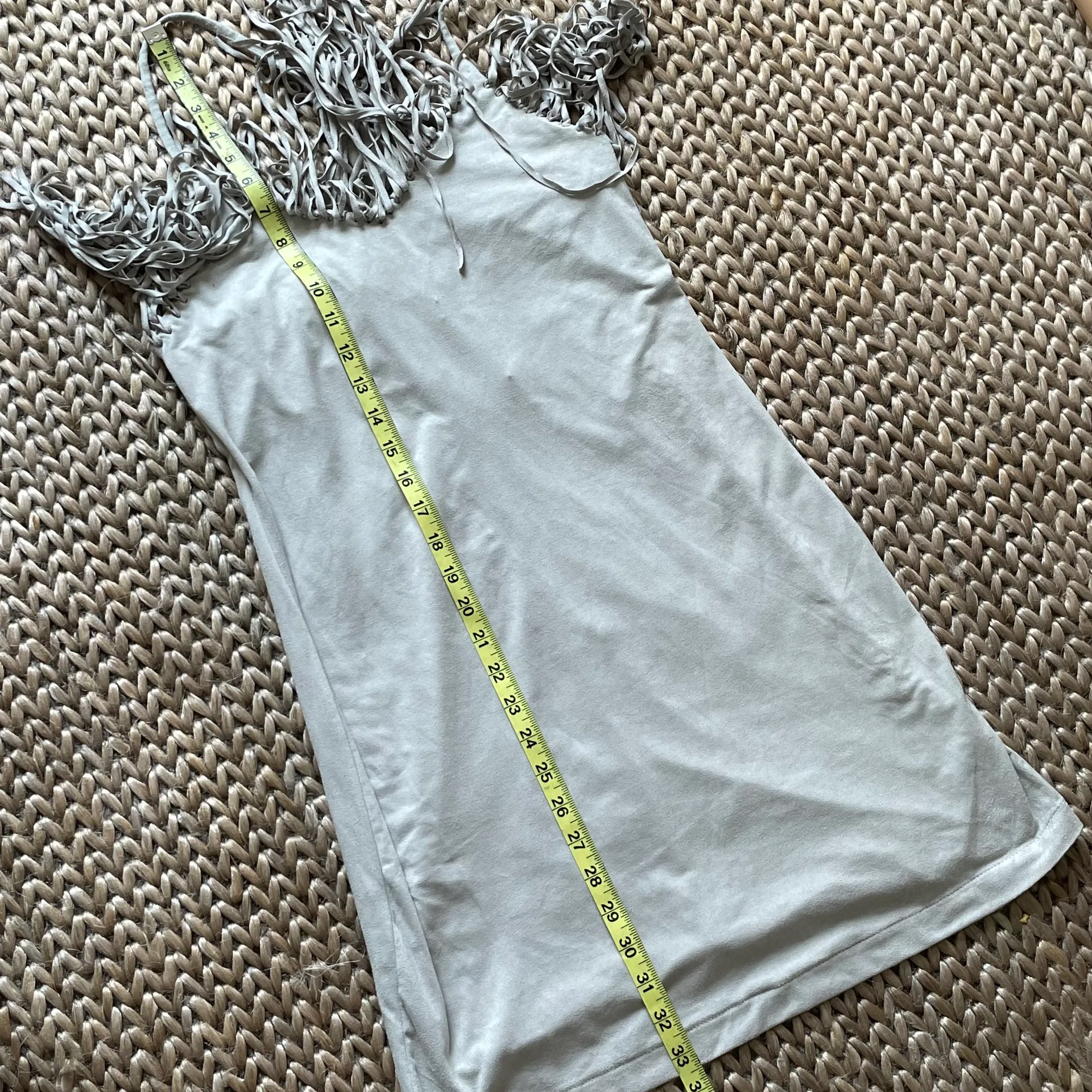 NWT Decree Gray Suede Feel Fringe Mini Tank Dress - Image 6
