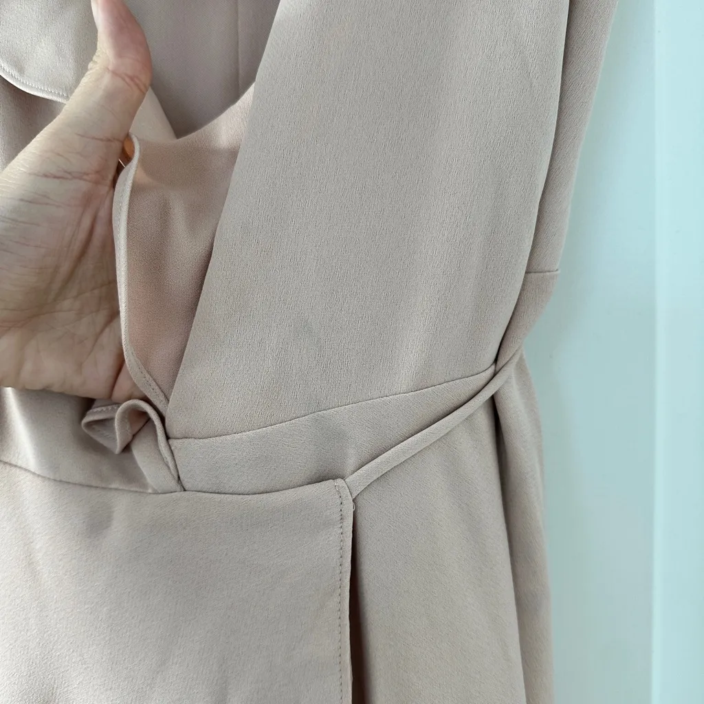 BHLDN Anthropologie Nude Pink Tansy Satin Charmeuse Ruffle Maxi Dress - Image 8