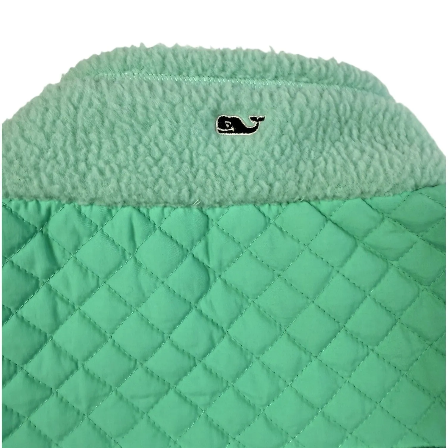 Vineyard Vines Sea View Quilted Mint Green Fleece Vest Women's Size Medium Zip - Image 6