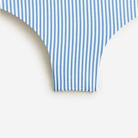 J Crew Hipster Bikini Swim Bottom in Seersucker Blue/White Stripe M (8-10) NWT - Image 2