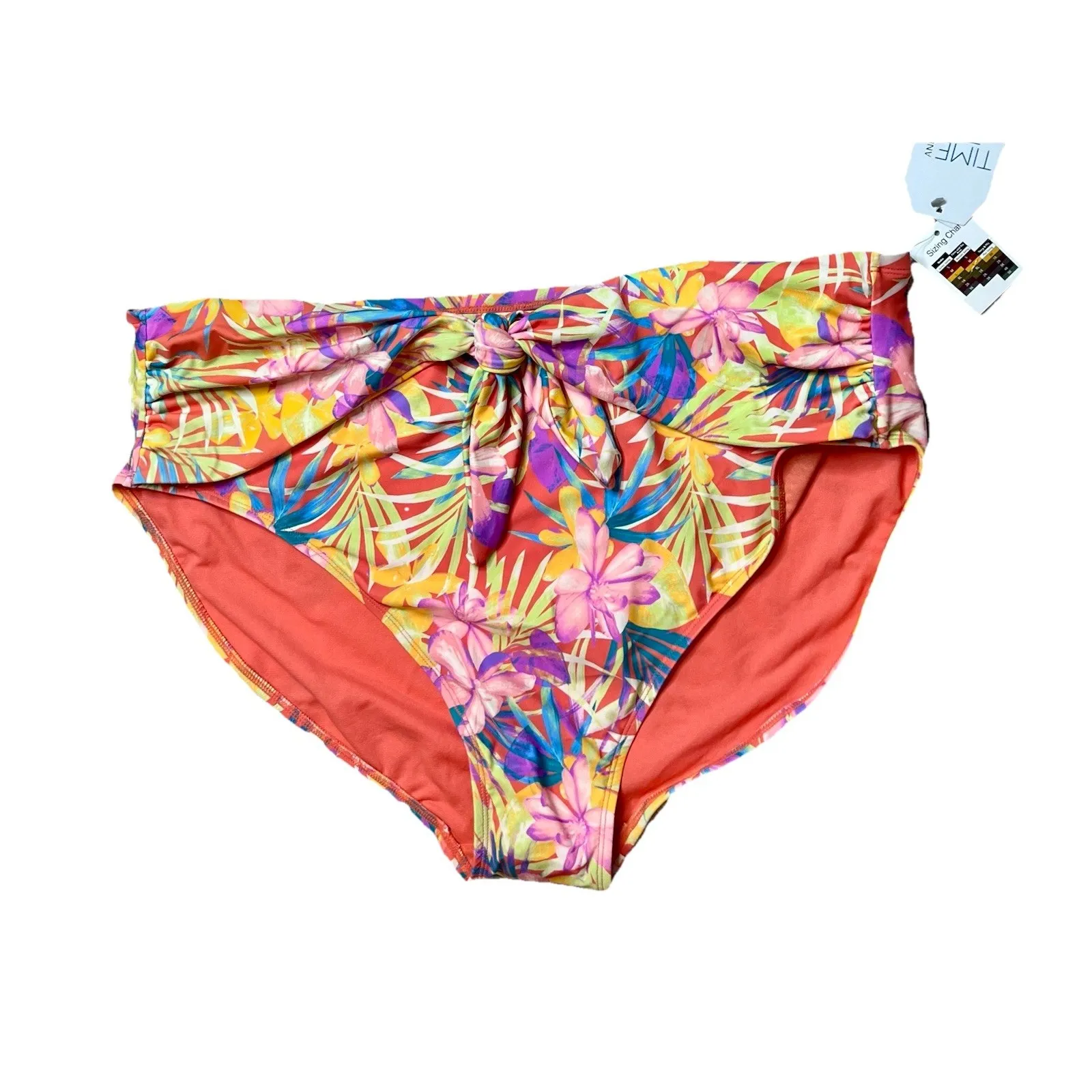 Time and Tru Tropical Floral Bikini Swimsuit Yellow 2 piece NWT Hawaiian Coastal Orange Size XXL - Image 4