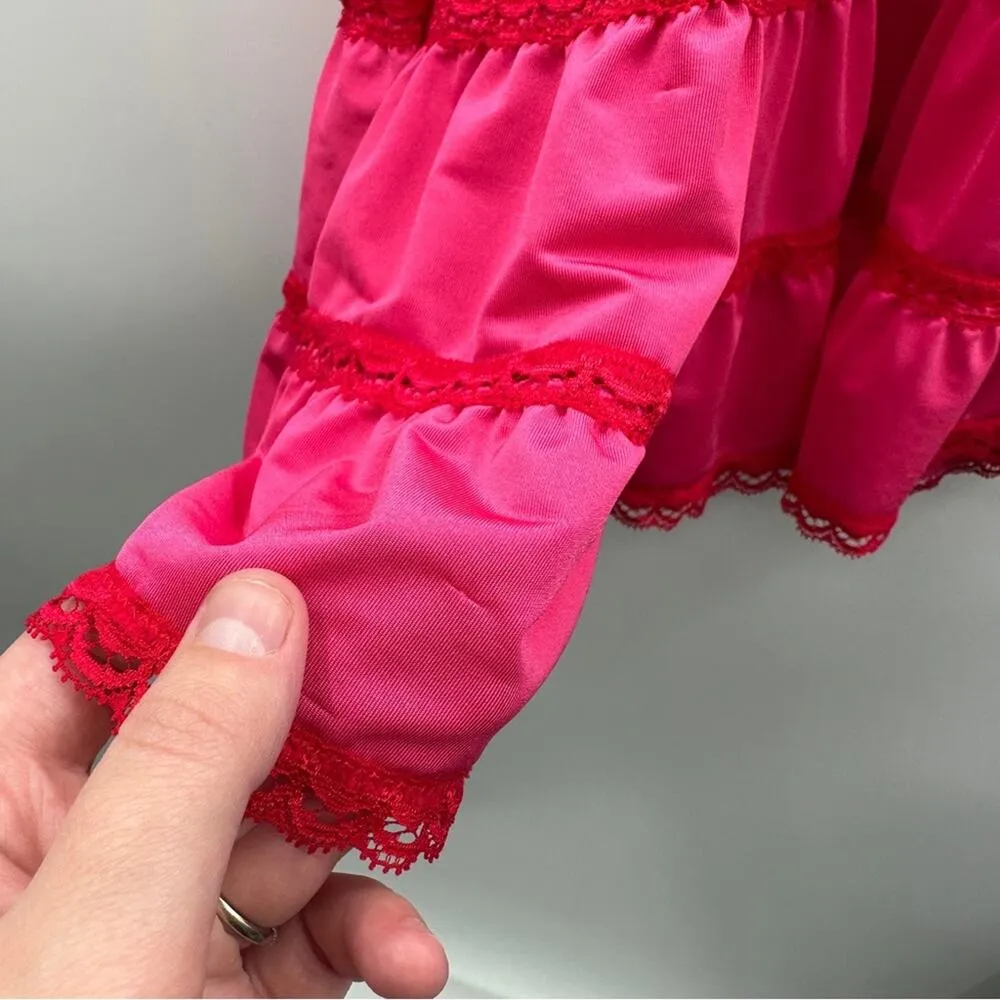 Victoria's Secret Sexy Little Things Barbie Hot Pink Lace Tiered Slip Dress Sz M - Image 7