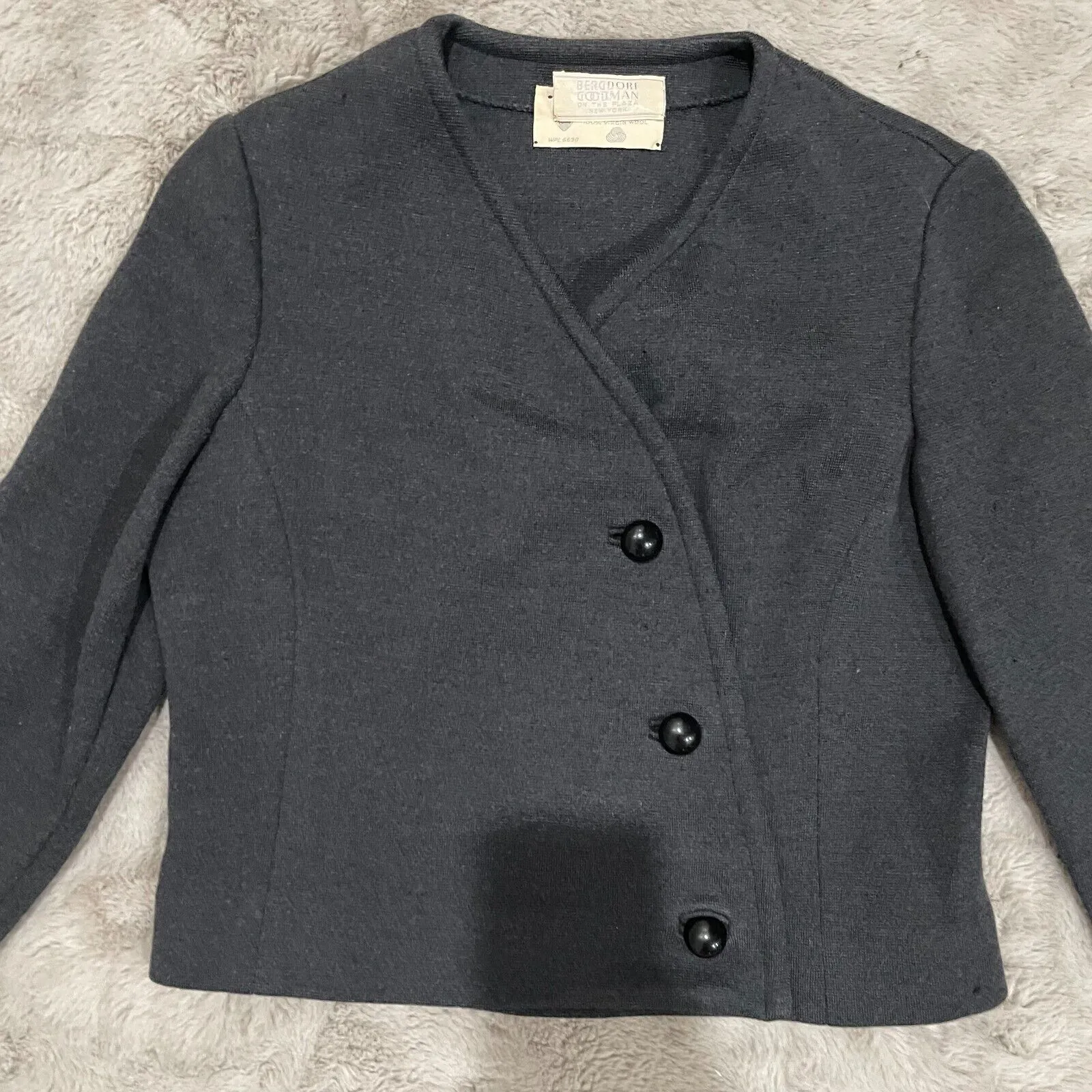 Vintage Bergdorf Goodman Kimberly Jacket 100%‎ Virgin Wool Black Women S Luxury - Image 2